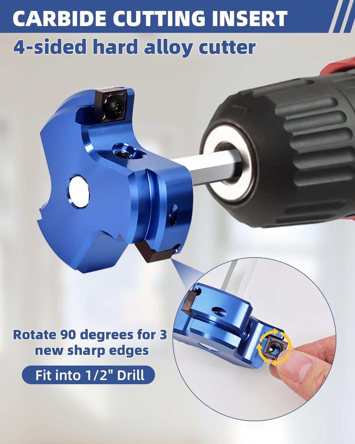 PVC Pipe Reamer Kit, Plastic Pipe Fitting Reamer Tool for Plumbing, 3 Blades PVC Fitting Saver for SCH40, ABS, CPVC Pipe,(1/2